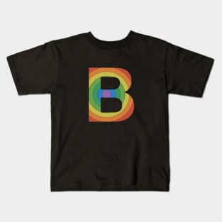 Retro Rainbow 'B' Sticker Kids T-Shirt